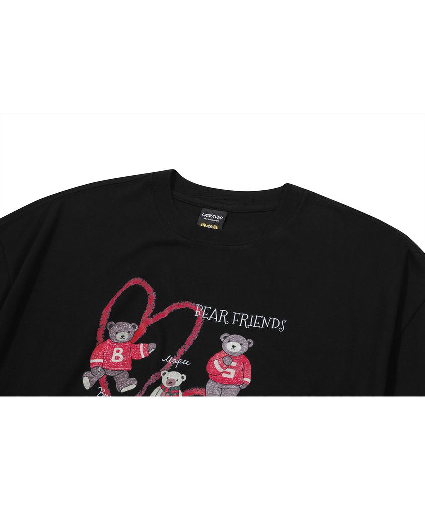 CPGN STUDIO Dtp Bear Friends Short Sleeve T-Shirt Black