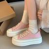 Platform Canvas Shoes Women's 2025 Spring New Versatile Casual Sports Board Shoes Small Height Increase Super Fire White Shoes