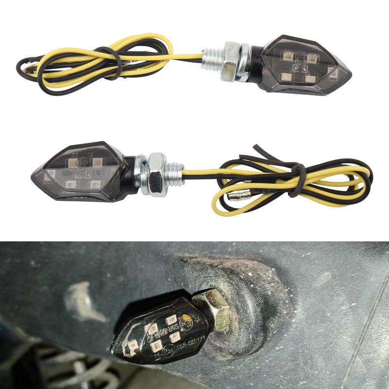 1 Pair Motorcycle Mini Turn Signal Lights Universal LED Indicators Amber Blinker Supermoto Enduro Dirt Pit Bike 12V Light