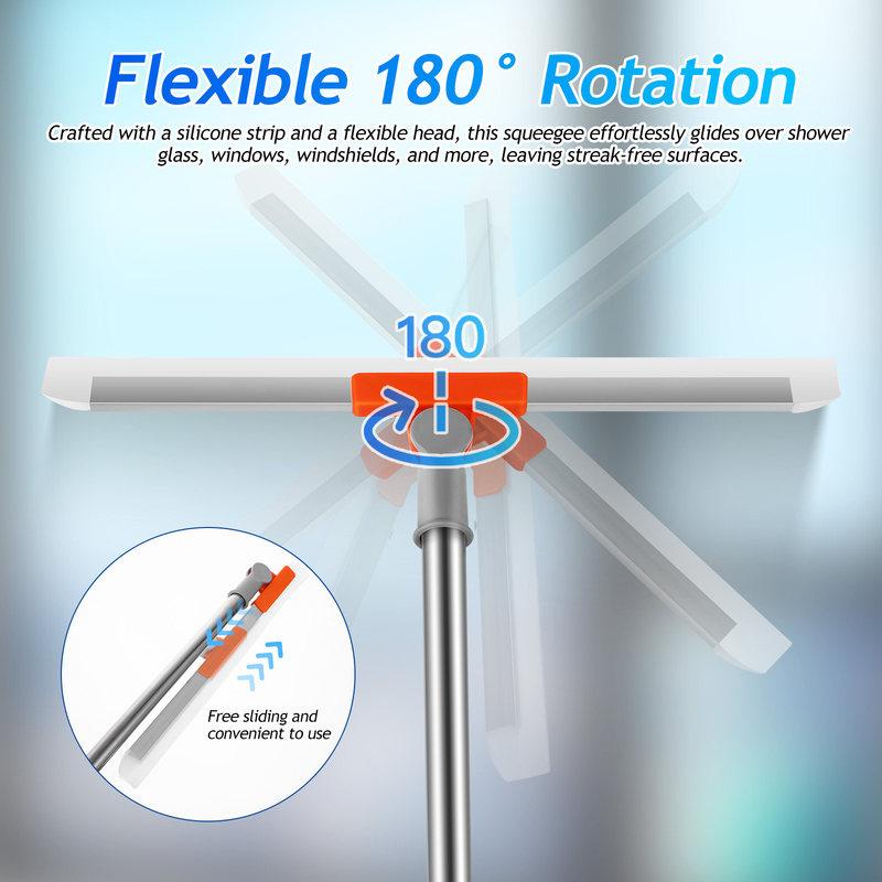 Telescopic Silicone Squeegee for Windows Shower Glass Windshield Mirrors Tiles Floor Concrete Tile Glass Cleaning Tool Window