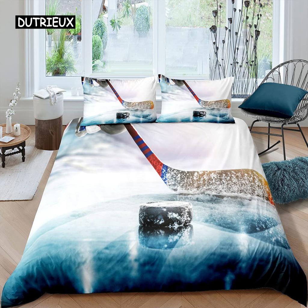 Комплект постельного белья с хоккейной тематикой для мальчиков, комплект постельного белья с хоккейной тематикой, размер King, для детей, молодежи, взрослых, мужчин, зимний пододеяльник