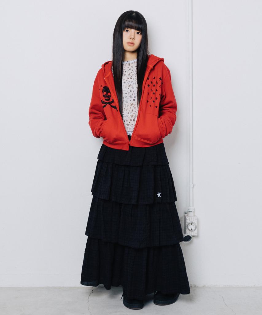 Web House Twister Check Tiered Skirt - Black