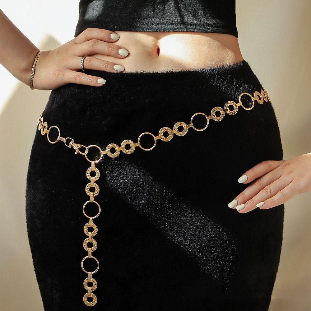 Metal Waist Chain Belt Adjustable Ladies Fashion Chain Fashion Body Link Belts  for Jeans Dress