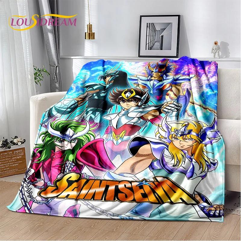 Мягкое фланелевое одеяло из мультфильма Saint Seiya 3D Retro для кроватей, диванов, пикников, пледов для отдыха на свежем воздухе, подарков