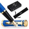 Wordsworth Black Fountain Pen 18K Glided Medium Includes 24 Pack Ink Ink Refill Converter Gift Gold Perfect for Men Women & Set, Nib, Cartridges, &