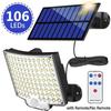 Solar Lights Outdoor 106 LED Solar Powered Motion Sensor Flood Lights with Remote, Dusk To Dawn Led Solar Security Wall Lights