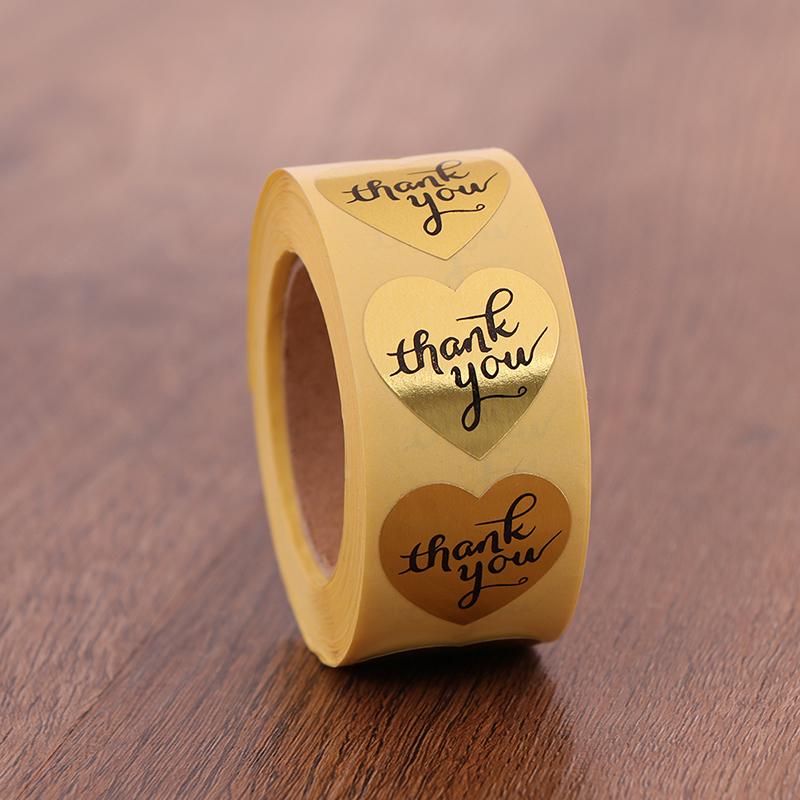 500 Thank You Stickers Mini Diy Craft Gold Heart Shaped Lables Wedding Favour