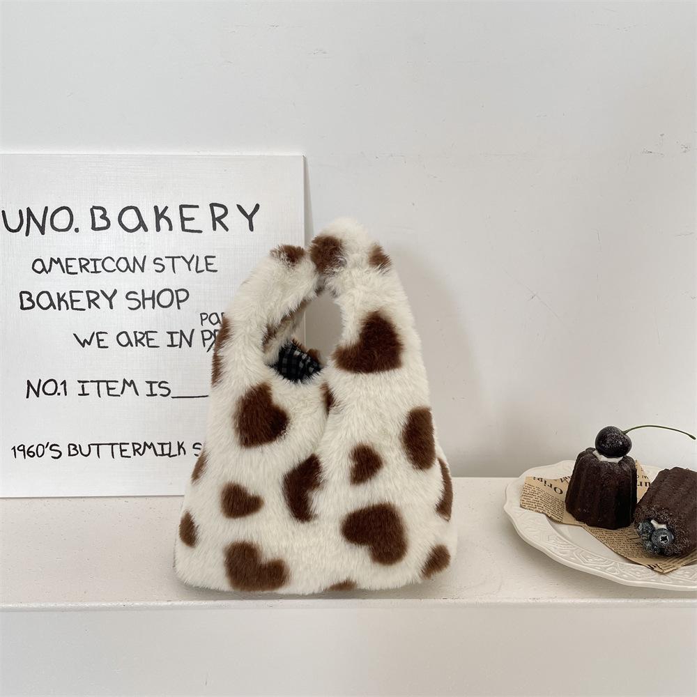 Женский клатч с леопардовым принтом, мягкий плюшевый, осенне-зимний, модная сумочка, тоут, для хранения