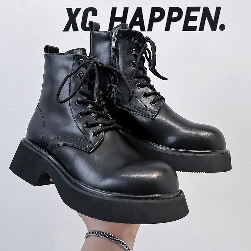 Martin boots men's ins high-end thick-soled locomotive high-street wind tooling trendy short boots increase 2919-A