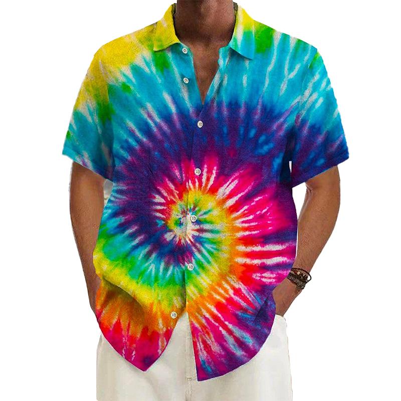 Men's 3D Color Oil Painting Printed Shirt Button Shirt Casual Shirt Summer Shirt Short Sleeved Daily Vacation Clothing Fashion Casual and Comfortable