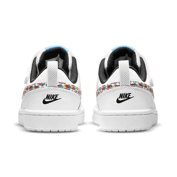 Nike Детские кроссовки Court Borough Low 2 SE PS Happy Hoops Белый Черный Университет-Синий DM8099-100