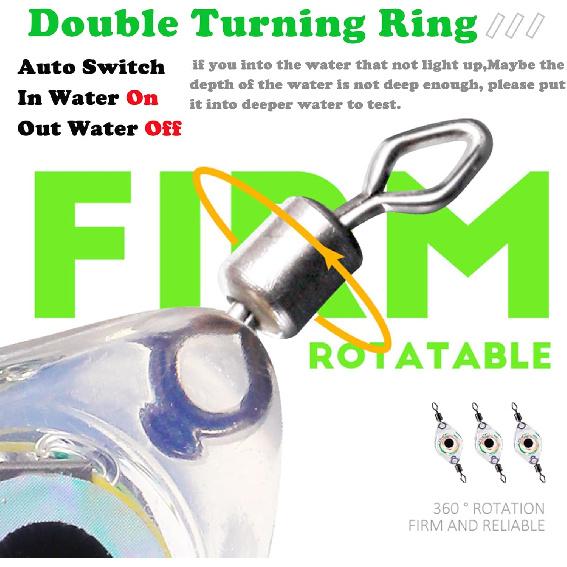Fishing Lure Light Deep Drop Underwater Green Fishing Light for at Night, Water-Triggered Designed Bait Light,Attractive Light Saltwater Freshwater