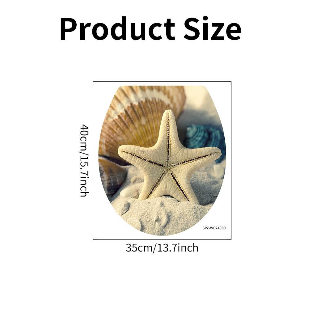 Beach Pattern Toilet Sticker Removable Self Adhesive Waterproof Full Cover Toilet Lid Decal Bathroom Decor