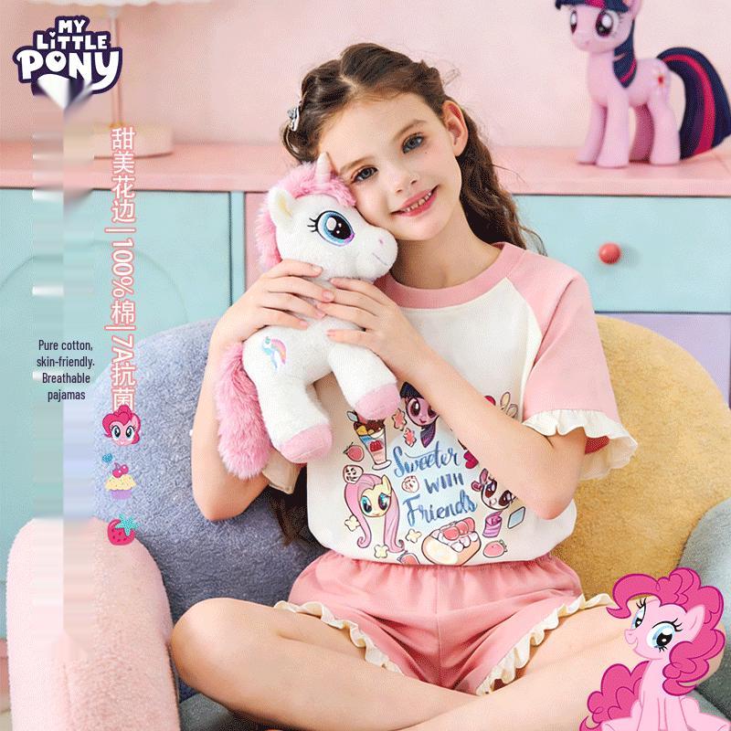 Хлопковый комплект пижамы с коротким рукавом и шортами для девочек My Little Pony