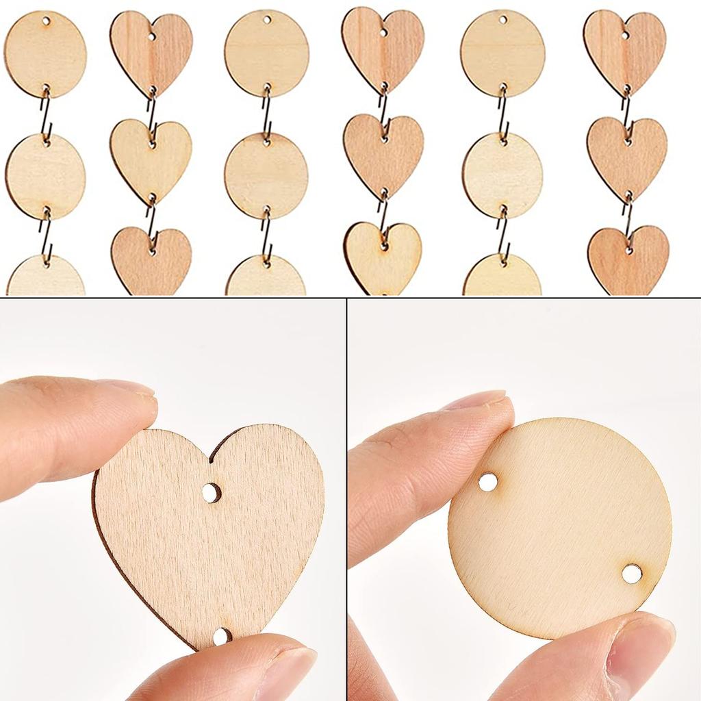 100 штук в упаковке, подвесные украшения из полированного дерева, подарочные подвески, пустое круглое сердце, вырез из натурального дерева, ручная работа для свадебной вечеринки