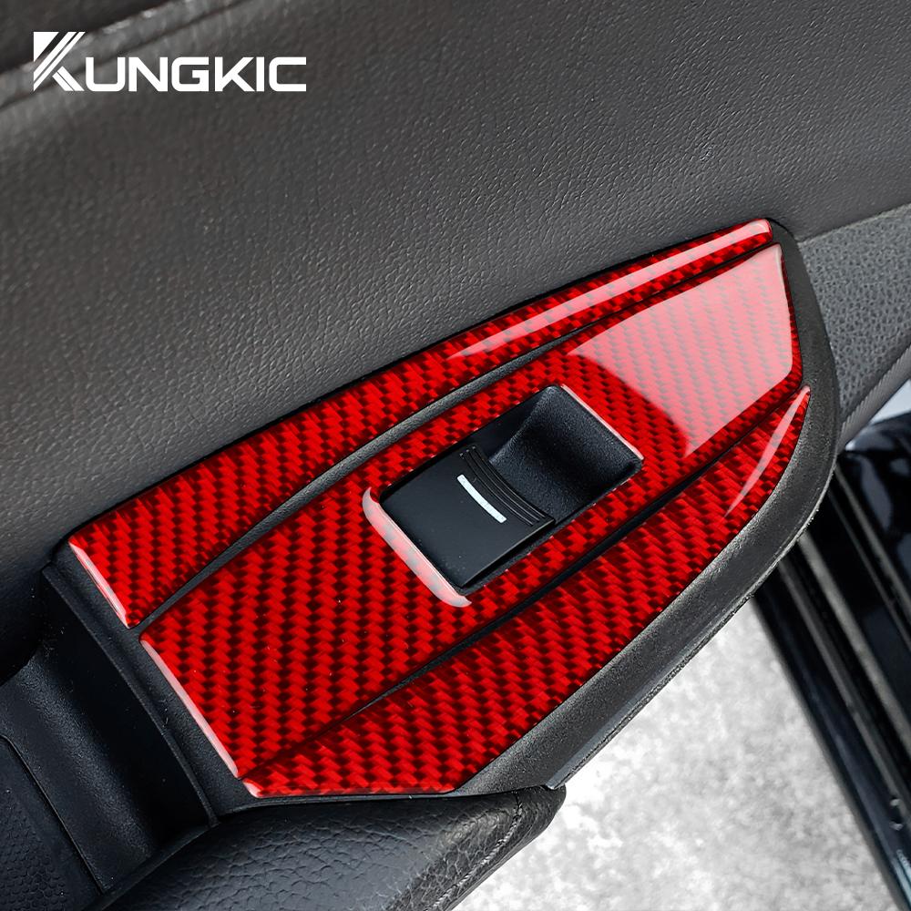 Real Soft Carbon Fiber Sticker for Acura ILX 2013 2014 2015 2016 2017 2018 2019 2020 2021 2022 LHD Car Window Button Panel Trim