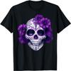 Фиолетовый Цветочный Черный Сахарный Череп День Мертвых Мексиканская Молитва Футболка