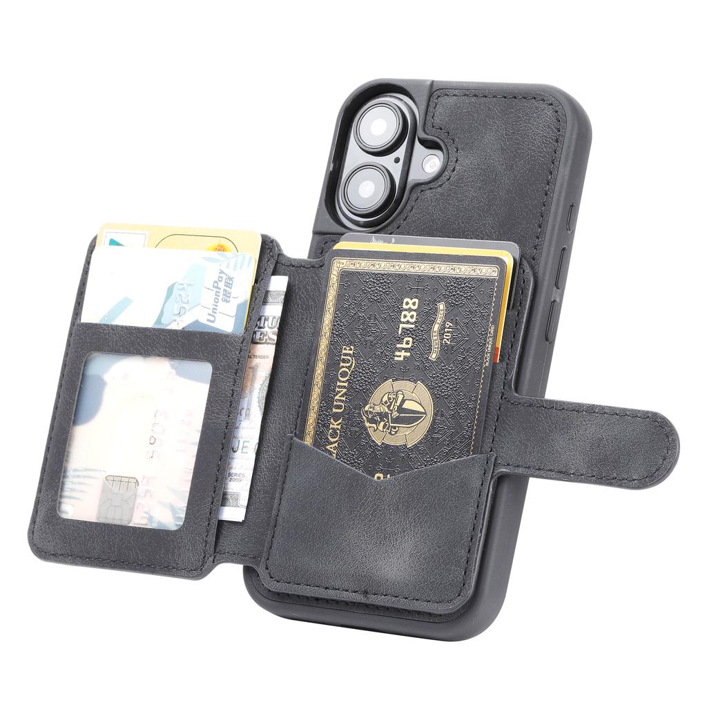 For iPhone 17 Case Wallet Card Slot TPU+PU Leather Back Phone Cover