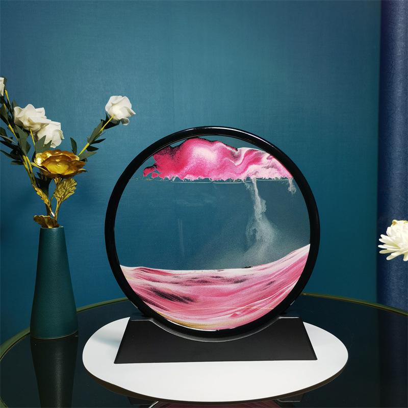 Creative 3D Quicksand Painting Round Glass Craft Hourglass - Unique Desktop Ornament Gift