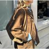 Brown Coat For Women Spring Turndown Collar Long Sleeve Female Jacket 2025 Fashion Loose Single-breasted Lady Coats