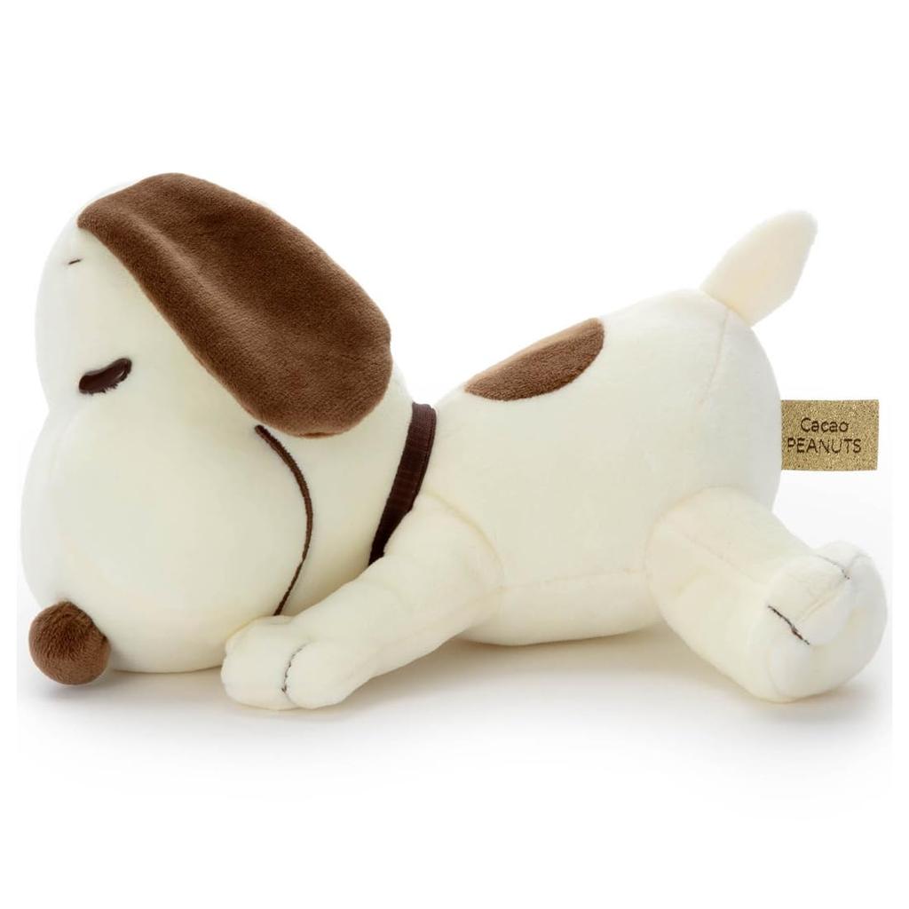 Peanuts Cacao Sleeping Friend Plush Toy S Snoopy Plush Toy 20cm (White & Milk) Width Approx.
