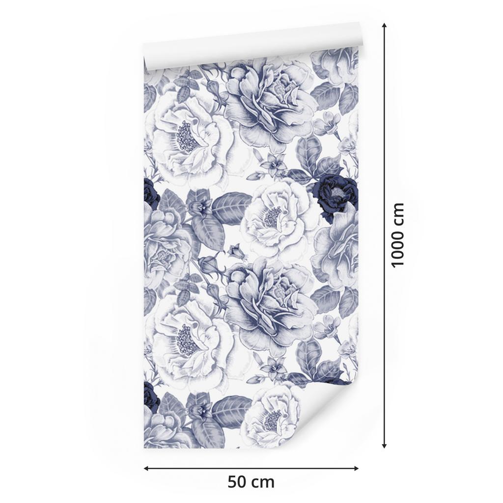 Roses Peonies Wallpaper for Living Room and Bedroom 50x1000