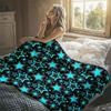 Stars Cyan Black Flannel Blanket Perfect for Sofa Office Bed Travel Sleep Read Relax Camping Four Season Use