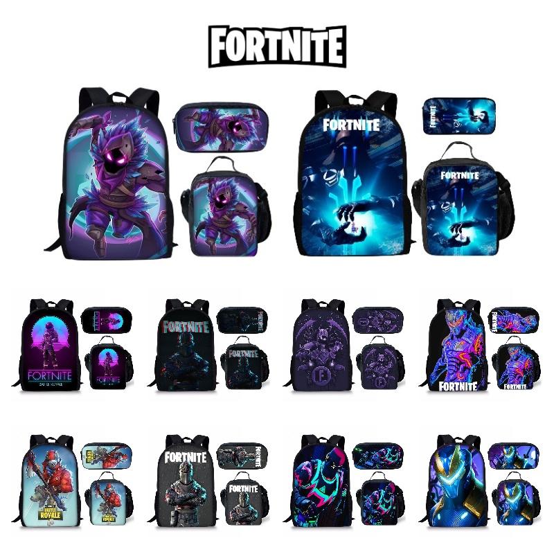 Комплект рюкзака большой вместимости Fortnite Fortress Night Ткань Оксфорд 20-35л Дышащий Водонепроницаемый Мультяшный рисунок Уличный стиль