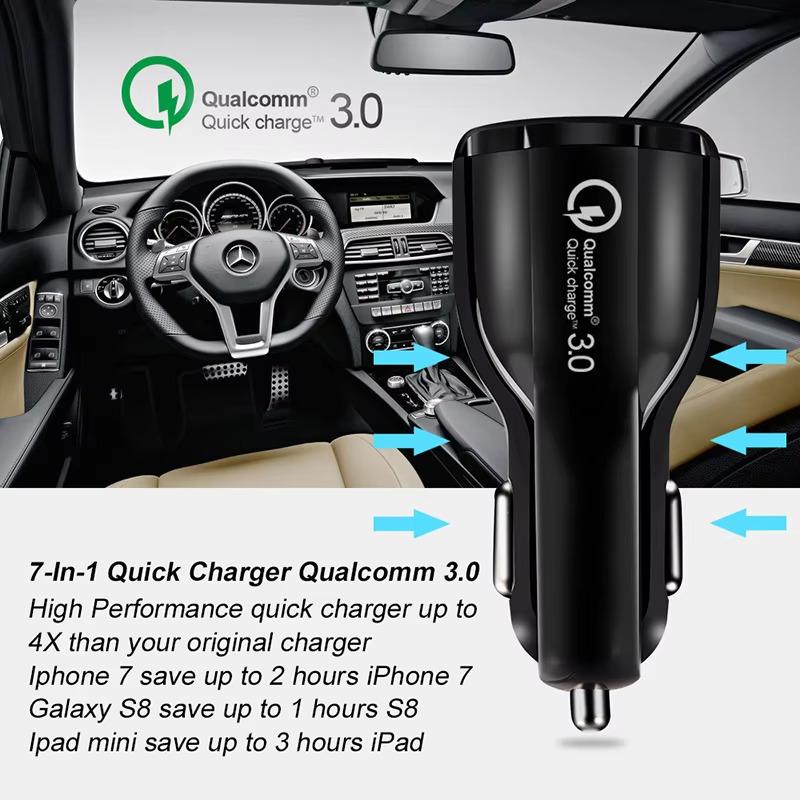 Автомобильное зарядное устройство 18 Вт 3,1 А, двойной USB, быстрая зарядка QC, адаптер-зарядка для телефона для iPhone 16 Pro Max 13 14 15 Pro Xiaomi Samsung Huawei