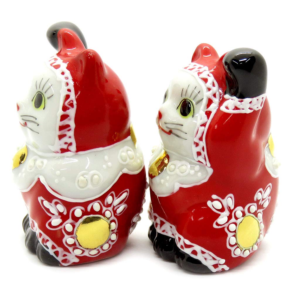 Waza no Kura Lucky Cat Украшение Kutani Ware Chibi Lucky Cat Санта Открытие Празднование Подарок На День Рождения Пара Подарок