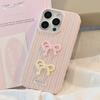 Korean Three-dimensional Pink Bow for Apple 17 Mobile Phone Case for IPhone 16 Silicone 15 Promax Anti-fall 13