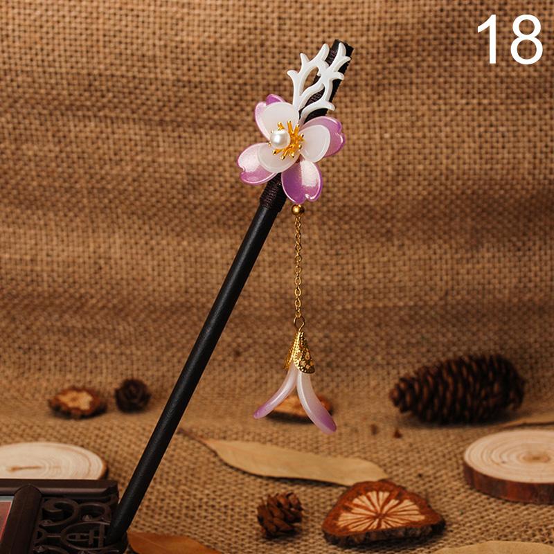 Новые Роскошные Заколки для Волос с Цветами Ручной Работы, Винтажные Деревянные Китайские Заколки-Шпильки для Волос для Женщин, Украшения для Волос, Головные Украшения