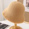 Solid color burr edge bucket hat women's autumn elegant versatile vacation basin hat fashionable face small knitted bucket hat