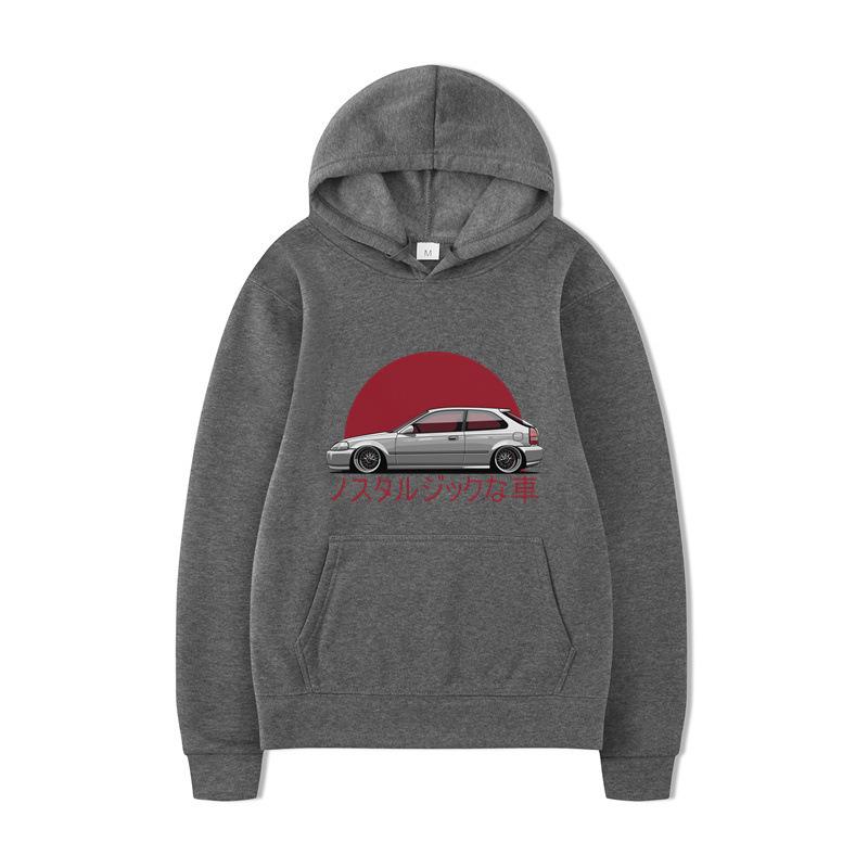 Independence Station Autumn And Winter Car Printing Hooded Sweater Men'S And Women'S Loose Couple Top