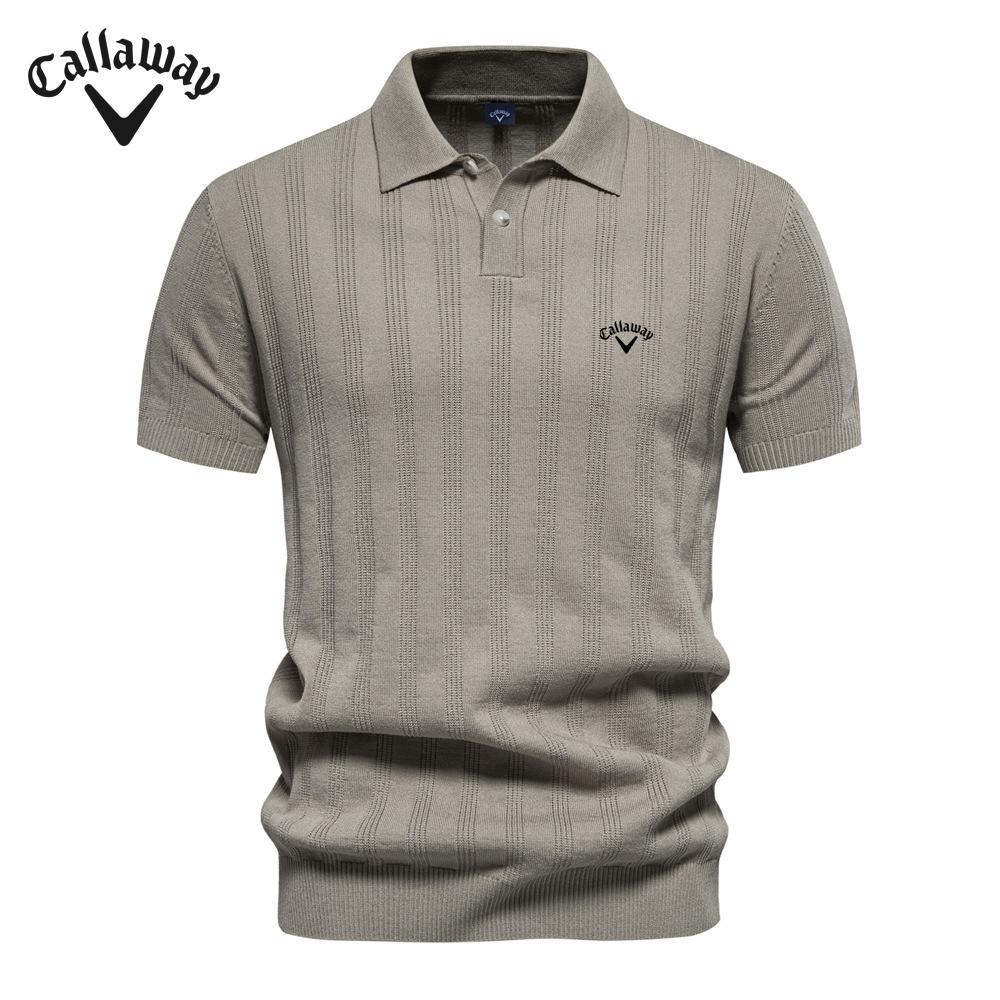 Callaway 2025 Весна/Лето Вышивка Новый Мужской Шерстяной Свитер Поло Вязаная Футболка Короткий Рукав Воротник Мужская Футболка Топ