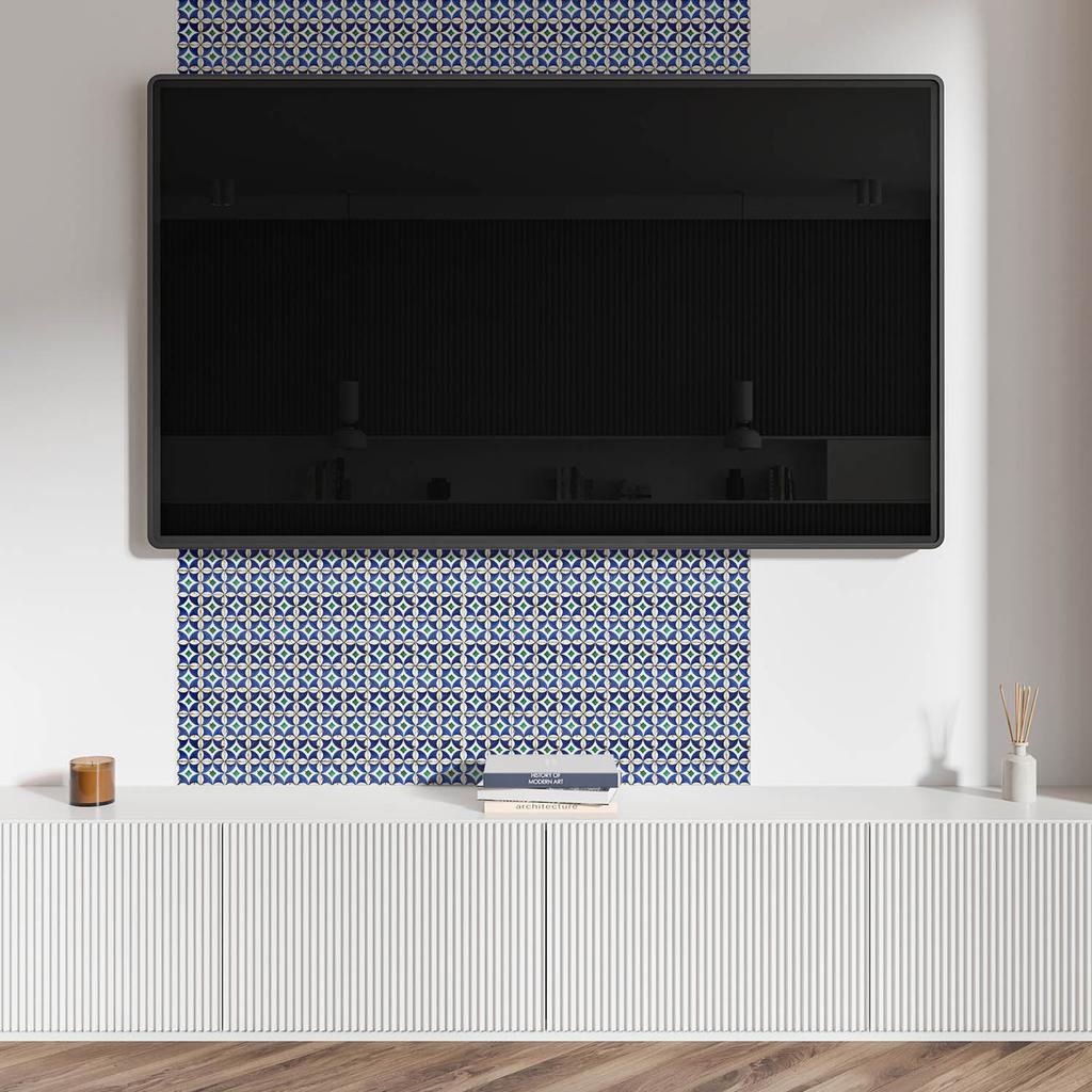 Self-adhesive vinyl panel with a pattern for the living room 100x50 cm Geometric tile pattern