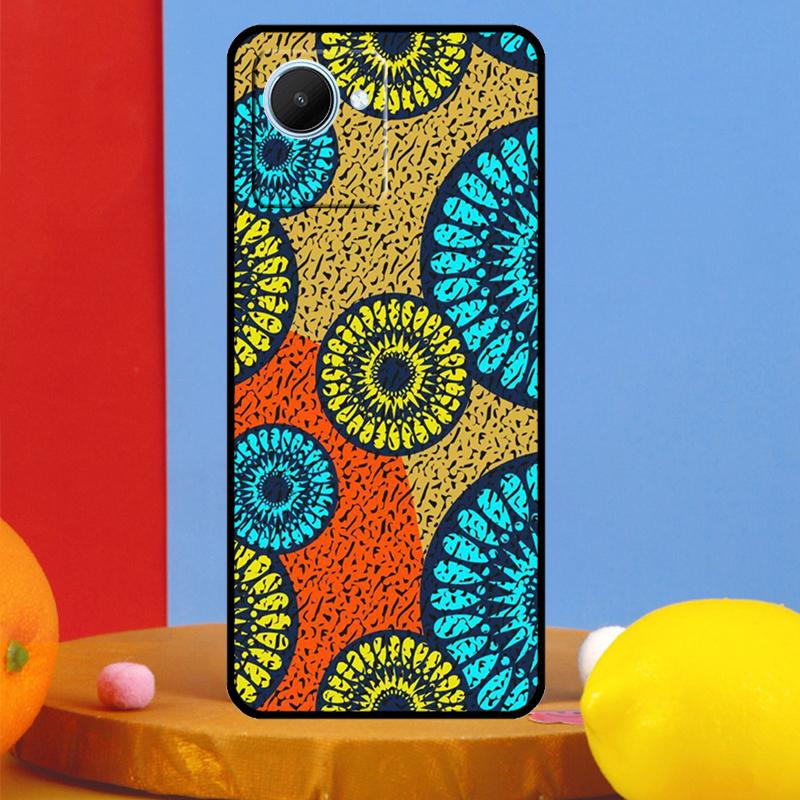 African Wax Pattern Fabric For Realme C51 C31 C67 C55 C53 C35 C33 C30 C21Y C25s 9 10 11 12 Pro Plus GT Neo 5 6 Case