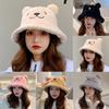 Cute Bear Ears Warm Autumn Winter Soft Plush Fur Bucket Hat Basin Hat Fisherman Hat