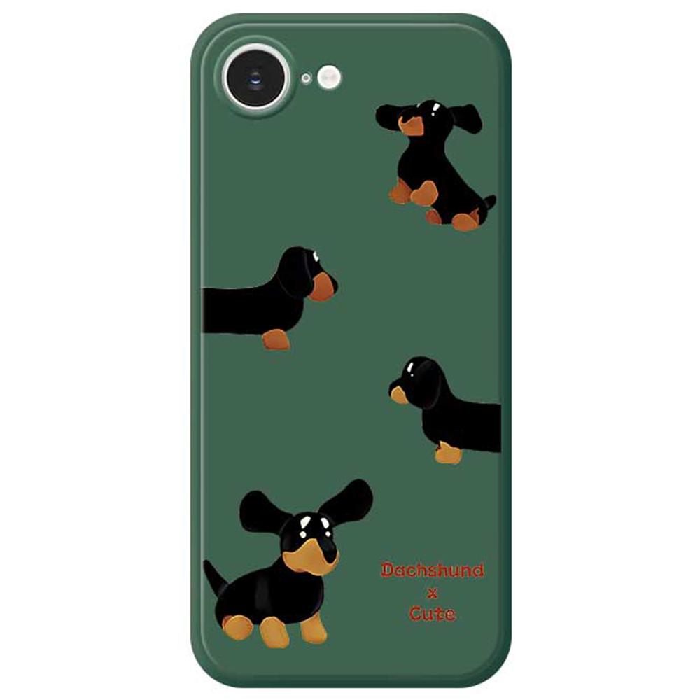 For iPhone 16e Case 4 Dachshunds Pattern Printing Straight Edge TPU Phone Back Cover
