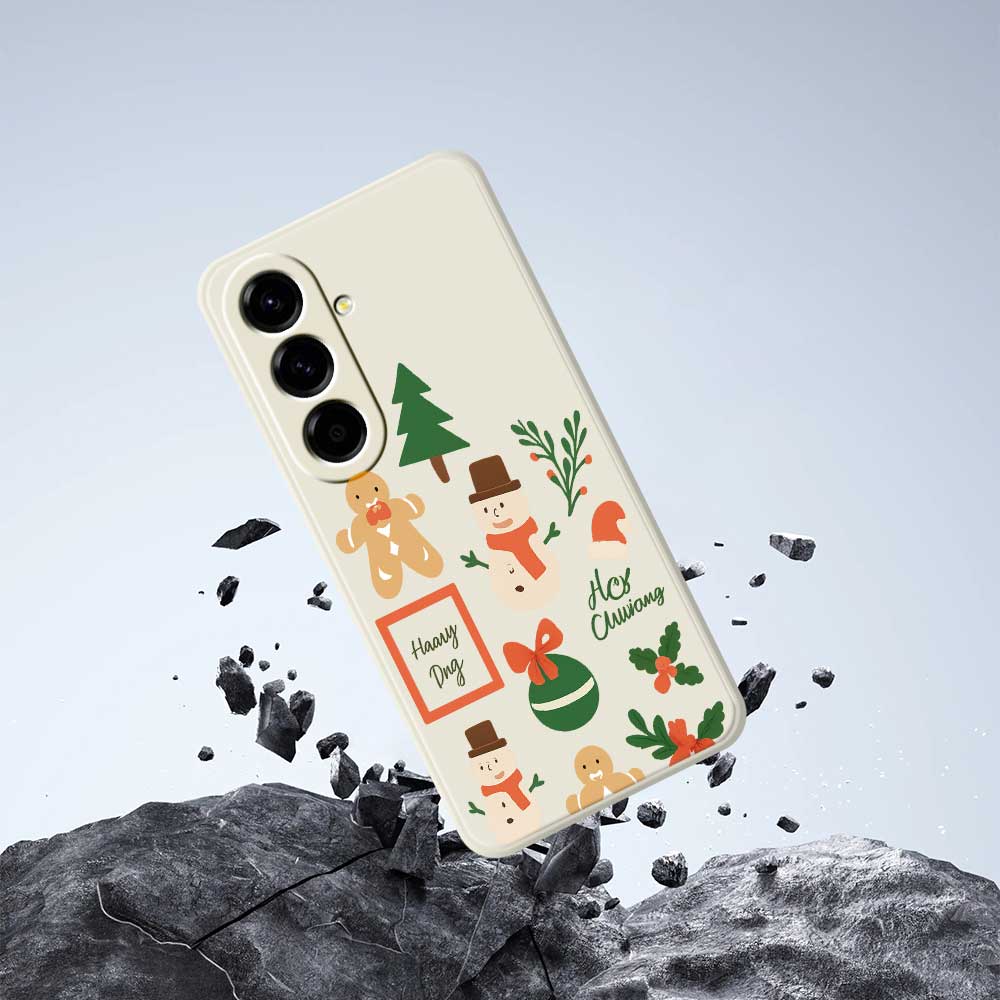 For Samsung Galaxy A56 5G Case Christmas Snowman Pattern Printing Straight Edge TPU Phone Back Cover