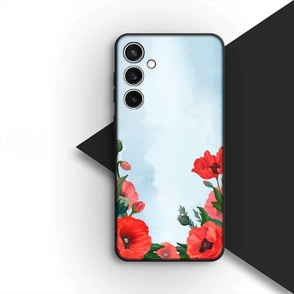 Cover for Apple iPhone 12 13 Pro XS Max Mini ProMax X XR Air 13Pro Casing Phone Case Red P-Poppys Flower Bloom Elegant