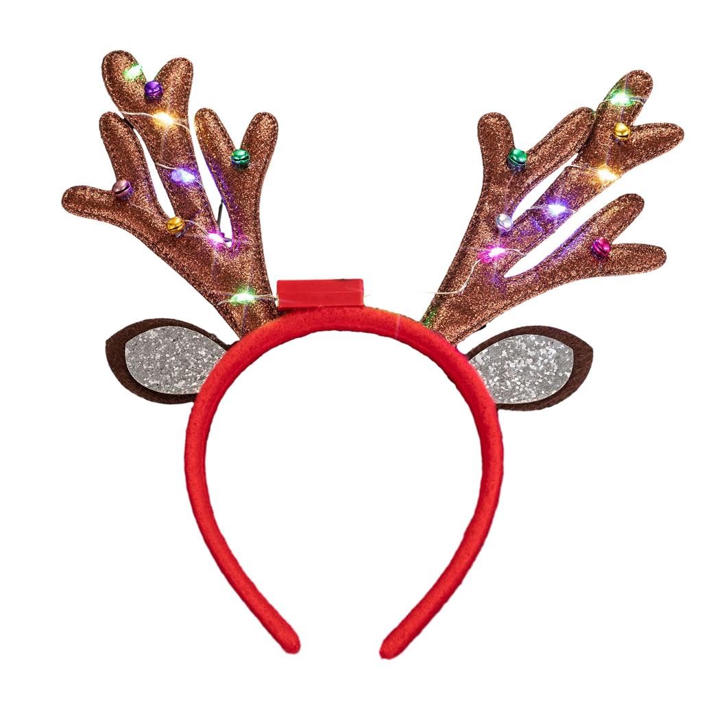 Festive LED Headband with Reindeer Antlers Cute and Unique Deer Horn Design Headdress Christmas Hair Hand
