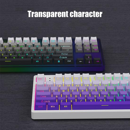 1 комплект градиентных цветных клавишных колпачков для клавиатуры, 136 клавиш, механическая клавиатура, OEM-профиль, светопропускающая клавиатура с боковой гравировкой, сменные аксессуары