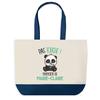 Tote bag - PLANETEE - Marie-Claire Pas Touche Panda - Bleu - Coton 40 x 45 cm - Fabriqué en France
