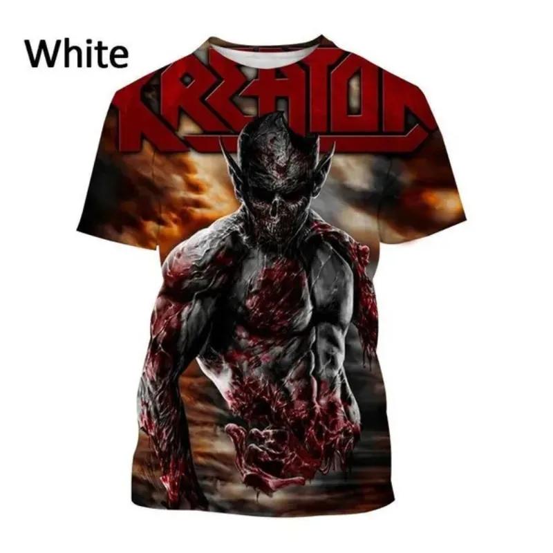 Футболка с рисунком рок-группы Kreator, модная мужская крутая футболка в уличном стиле в стиле хип-хоп, повседневная футболка с круглым вырезом и короткими рукавами, футболка