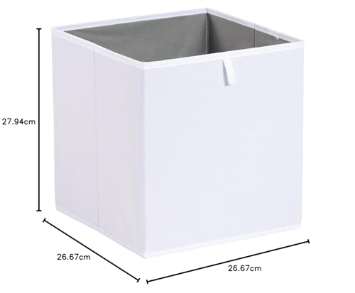 Amazon Basics Foldable Fabric Storage Cubes, White, 27x27x28cm, Set of 6