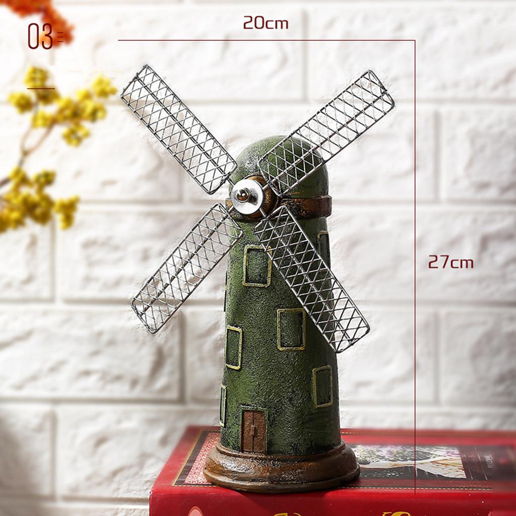 Nordic creative vintage nostalgic Dutch windmill small figurine for American-style home living room, wine cabinet, bedroom decoration and display.
