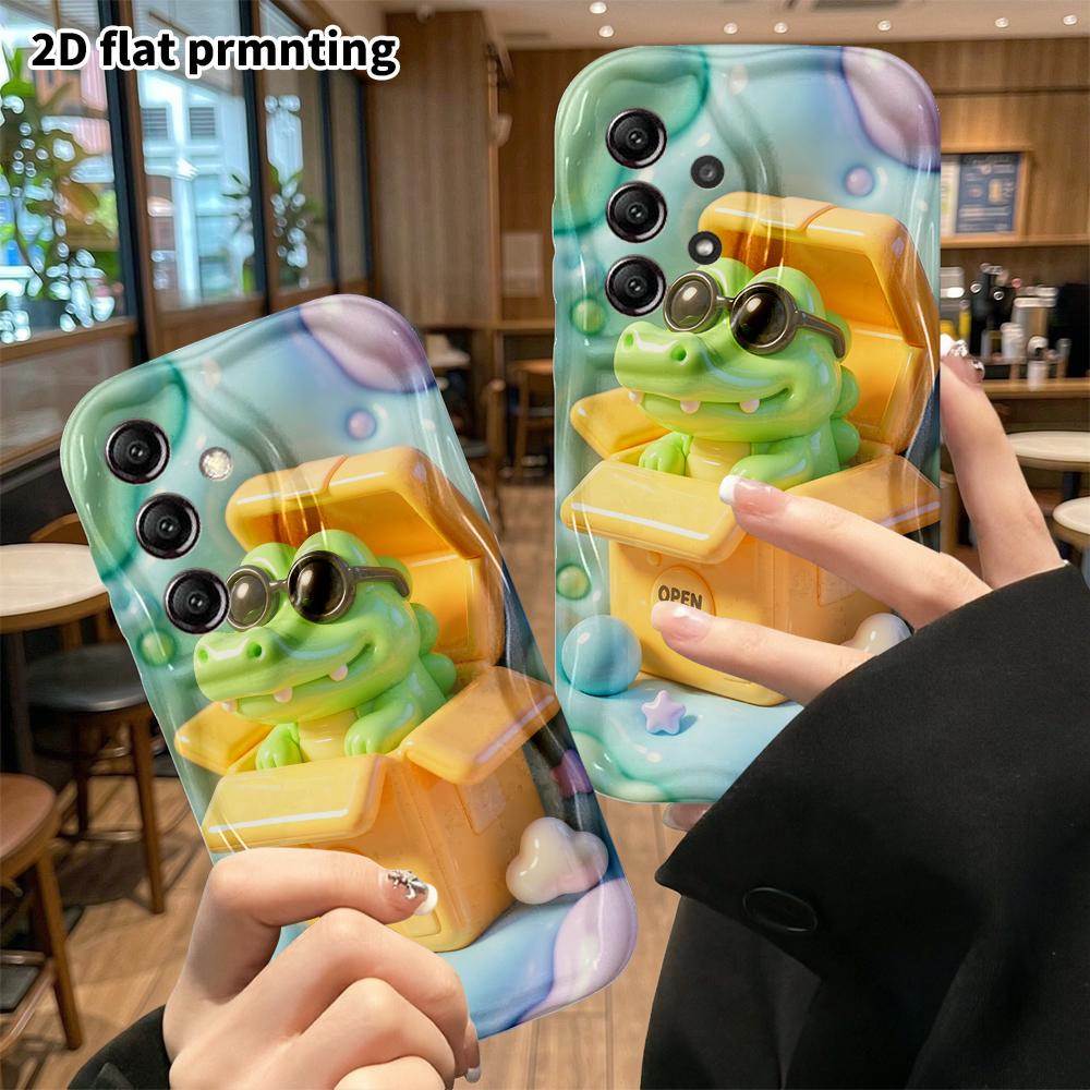 Phone Case: 2D flat design suitable for Samsung Galaxy A34 A35 M05 M06 S20 S22 S21 FE Plus 5G protective case, gift box with little crocodile, perfect