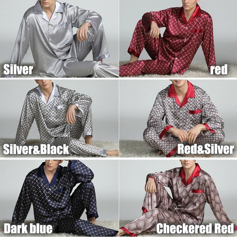 Мужской домашний шелковый пижамный комплект из 2 предметов, классические роскошные шелковые пижамы с принтом, мягкие и удобные пижамы, летние полосатые пижамы, халат