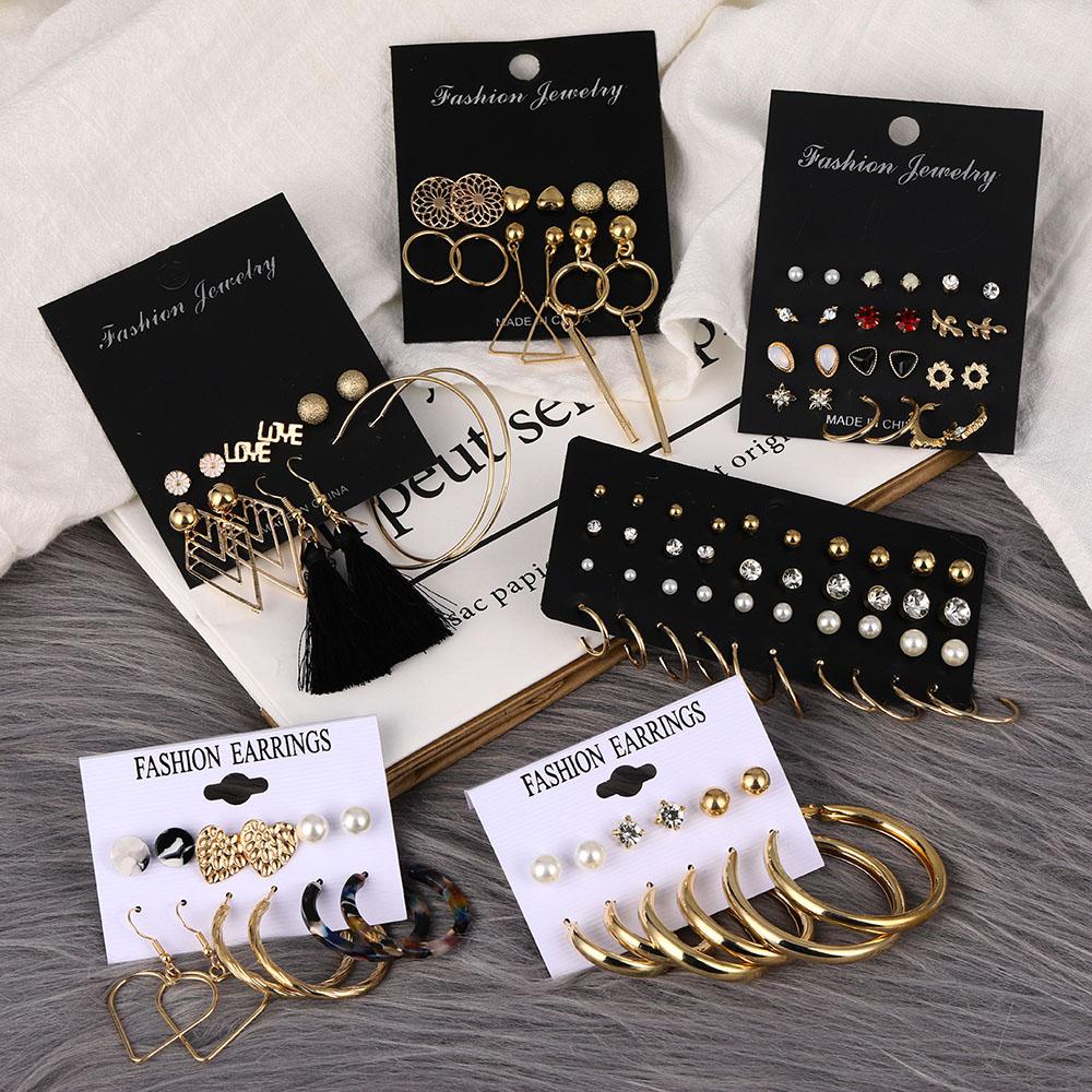 Аксессуары Поп-серьги Геометрический акриловый лист Серьги-гвоздики с кисточками Набор орнаментов